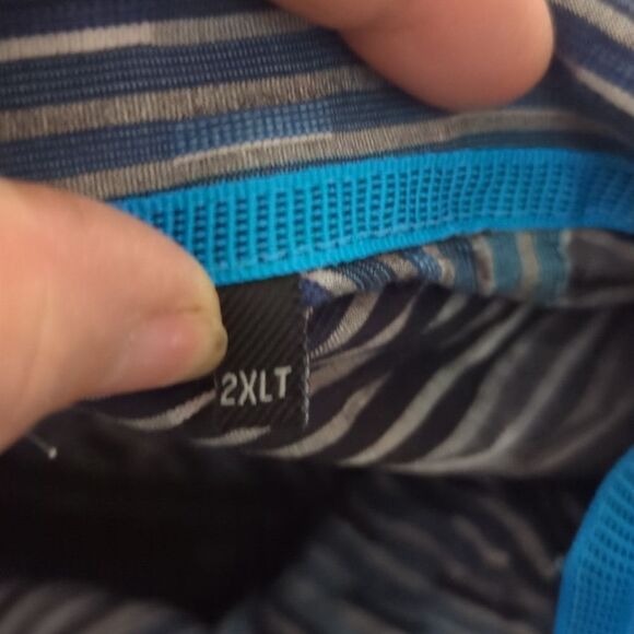 Mens M Button Up Shirt Long Sleeve Blue Black Gray Stripes big & Tall - Picture 5 of 5